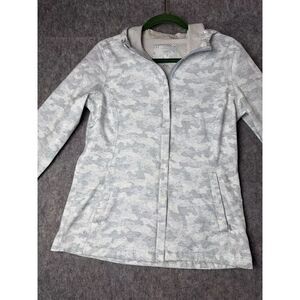 Free Country Jacket Women Small White Gray Camouflage Polyester Stretch Full Zip